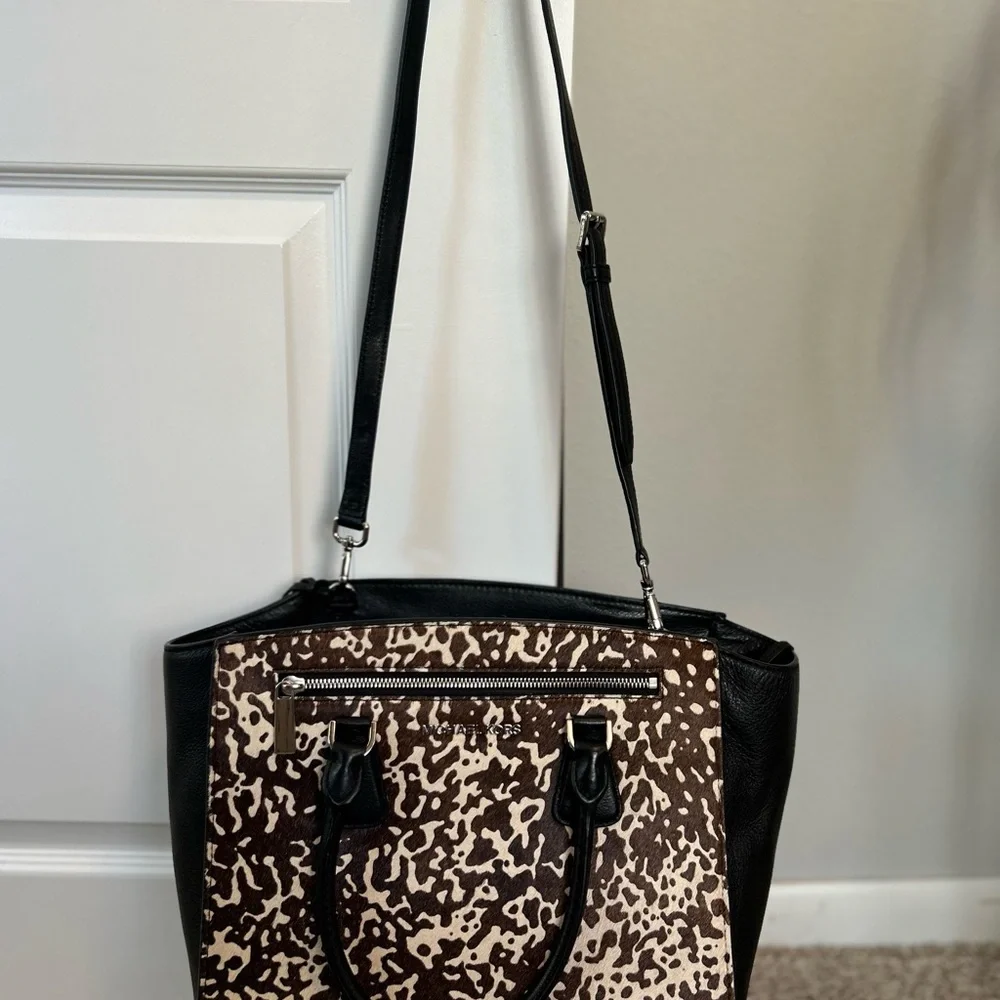 Michael Kors Leopard Print Satchel with Black Accents - Picture 7 of 9